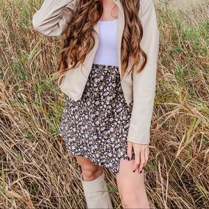 Floral Print Satin Skirt